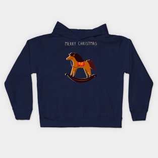 Christmas Rocking Horse Illustration Kids Hoodie